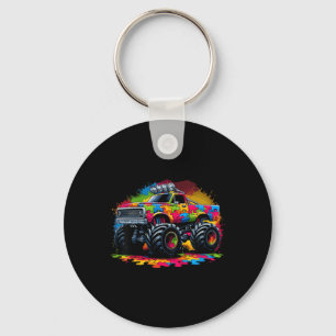 Kids Autism Awareness Puzzle Monster Truck Autism Key Ring