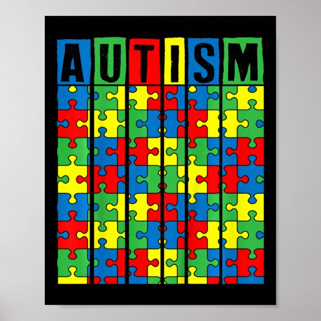 Kids Autism Awareness Puzzle Piece Autistic Boys G Poster (Front)