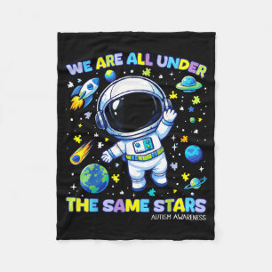 Kids autism awareness shirt stars outer space fleece blanket