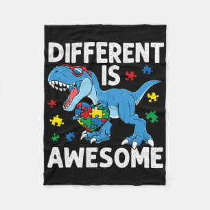 Kid's Autism Different Is Awesome Dinosaur Autism Fleece Blanket