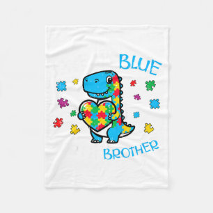 Kids Autism Dino Weat Blue for Brother Awareness Fleece Blanket