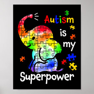 Kids Autism Is My Superpower Cute Elephant Autism  Poster