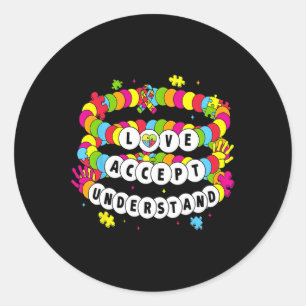 Kids Autistic Girls Love Accept Understand Autism  Classic Round Sticker