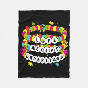 Kids Autistic Girls Love Accept Understand Autism Fleece Blanket