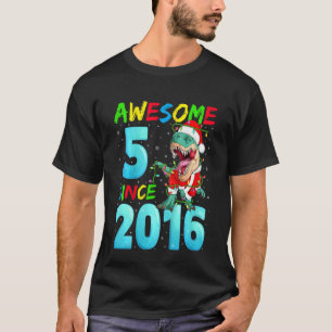 Kids Awesome 5 Since 2016 Dinosaur 5th Birthday Ch T-Shirt