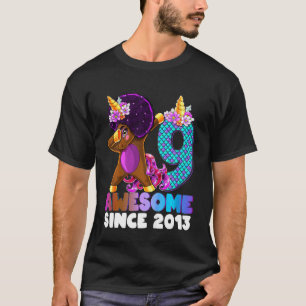 Kids Awesome Since 2013 Dabbing Unicorn Afro Afric T-Shirt