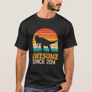 Kids Awesome Since 2014 8th Birthday Boy Dinosaur T-Shirt