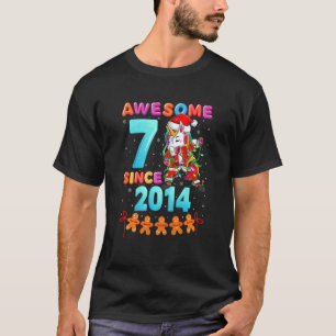 Kids Awesome Since 2014 Dabbing Unicorn 7th Birthd T-Shirt