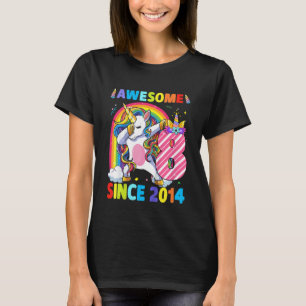 Kids Awesome Since 2014 Dabbing Unicorn 8th Birthd T-Shirt