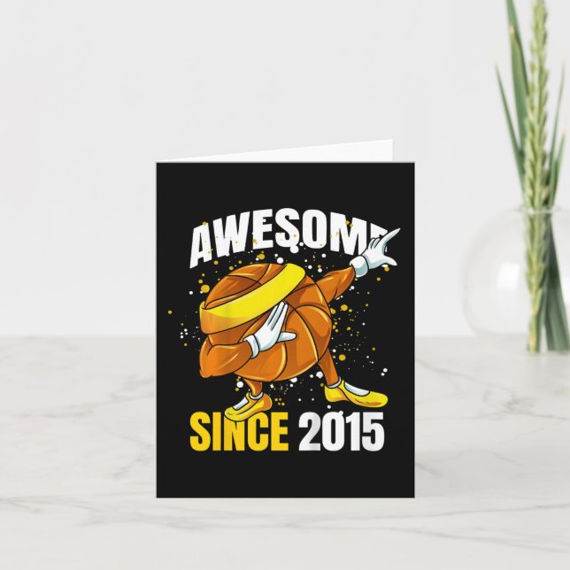 Kids Awesome Since 2015 - 8th Basketball Birthday  Card (Front)