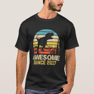 Kids Awesome Since 2017 Dinosaur 5 Year Old 5th Bi T-Shirt
