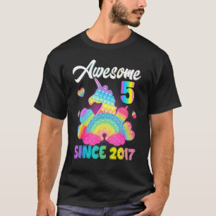 Kids Awesome Since 2017 Pop It Fidget Unicorn 5th T-Shirt