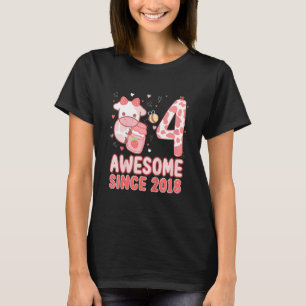 Kids Awesome Since 2018 4th Bday Cute Pink Strawbe T-Shirt