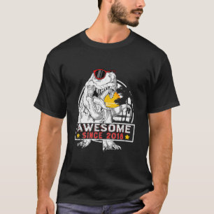 Kids Awesome Since 2018 4Th Birthday Boy Dinosaur T-Shirt