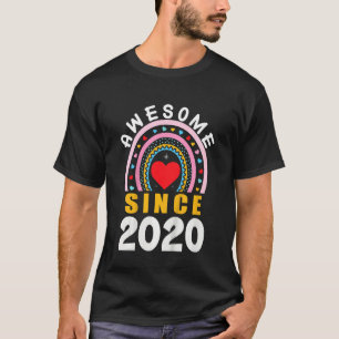 Kids Awesome Since 2020 2nd Birthday Rainbow Born  T-Shirt