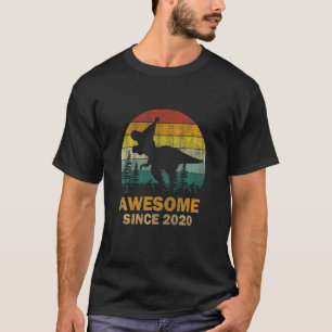 Kids Awesome Since 2020 3 Year Old Dinosaur 3rd Bi T-Shirt
