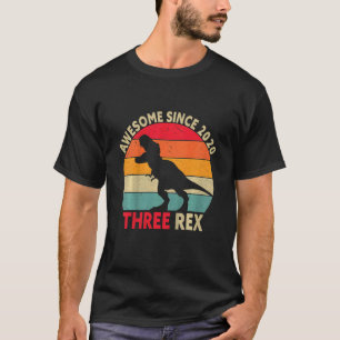 Kids Awesome Since 2020 Three Rex Dinosaur 3 Years T-Shirt