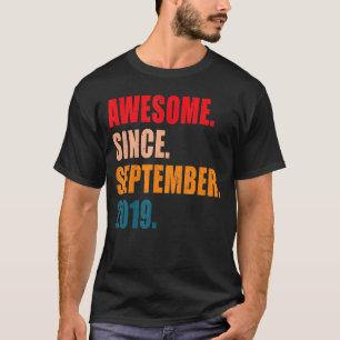 Kids Awesome Since September 2019 3 Years Old 3rd  T-Shirt