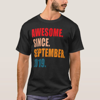 Kids Awesome Since September 2019 3 Years Old 3rd  T-Shirt