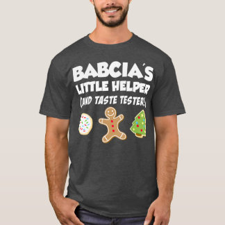 Kids Babcia's Little Helper Christmas Cookie Bakin T-Shirt