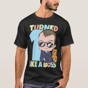 Kids Baby 1st Birthday Boy Girl 1 Year Like A Boss T-Shirt