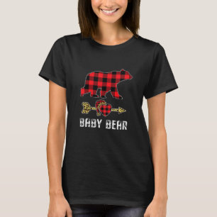 Kids Baby Bear Christmas Pyjamas Red Buffalo Plaid T-Shirt