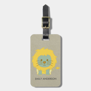KIDS BABY CUTE PERSONALIZED YELLOW KRAFT BABY LION LUGGAGE TAG