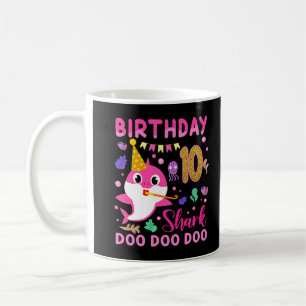 Kids Baby Cute Shark 10th Birthday Boy Girl 10 Yea Coffee Mug
