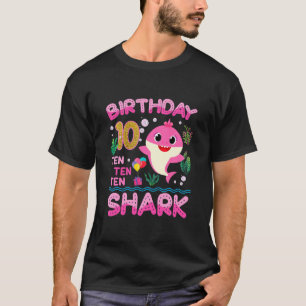 Kids Baby Cute Shark 10th Birthday Boy Girl 10 Yea T-Shirt