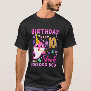 Kids Baby Cute Shark 10th Birthday Boy Girl 10 Yea T-Shirt