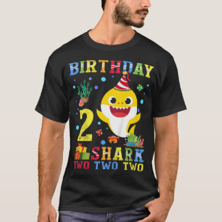 Kids Baby Cute Shark 2nd Birthday Boy Girl 2 Year  T-Shirt