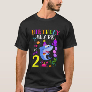 Kids Baby Cute Shark 2Nd Birthday Boy Girl 2 Year T-Shirt