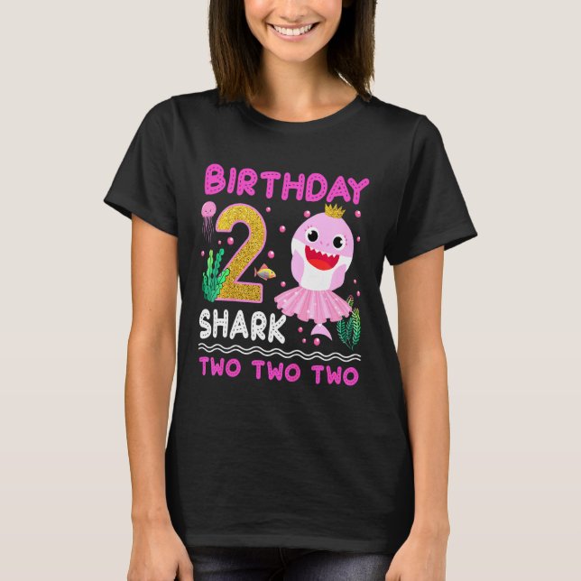 Kids Baby Cute Shark 2nd Birthday Boy Girl 2 Year  T-Shirt (Front)
