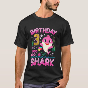 Kids Baby Cute Shark 3rd Birthday Boy Girl 3 Year  T-Shirt