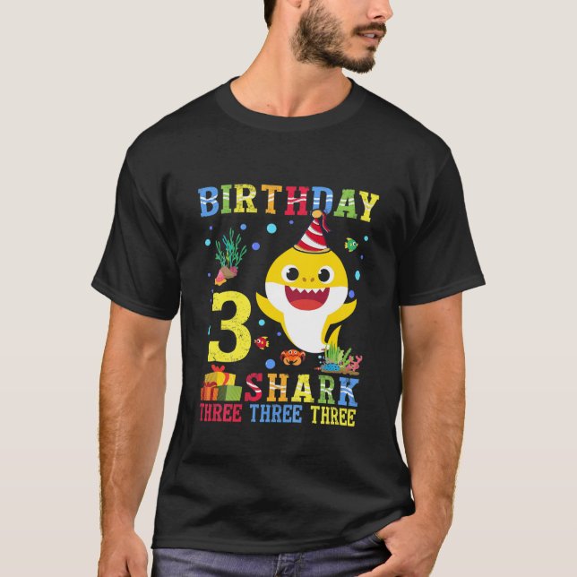 Kids Baby Cute Shark 3Rd Birthday Boy Girl 3 Year T-Shirt (Front)