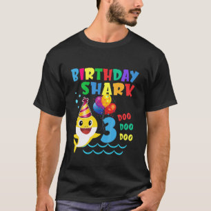 Kids Baby Cute Shark 3Rd Birthday Boy Girl 3 Year T-Shirt