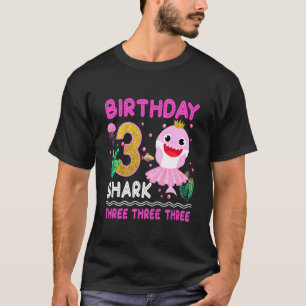 Kids Baby Cute Shark 3rd Birthday Boy Girl 3 Year  T-Shirt