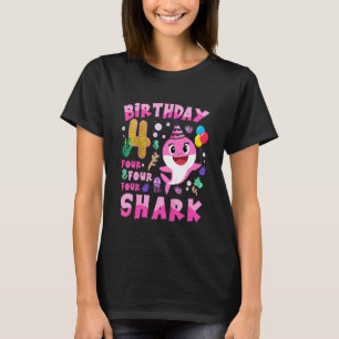 Kids Baby Cute Shark 4th Birthday Boy Girl 4 Year T-Shirt