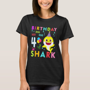 Kids Baby Cute Shark 4th Birthday Boy Girl 4 Year  T-Shirt