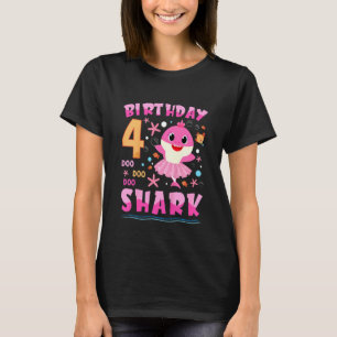 Kids Baby Cute Shark 4th Birthday Boy Girl 4 Year  T-Shirt