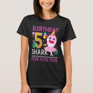 Kids Baby Cute Shark 5th Birthday Boy Girl 5 Year  T-Shirt