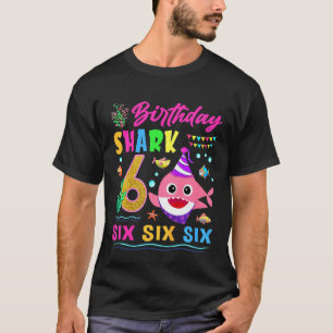 Kids Baby Cute Shark 6th Birthday Boy Girl 6 Year  T-Shirt