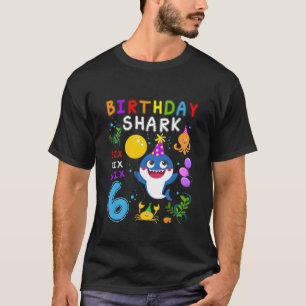 Kids Baby Cute Shark 6Th Birthday Boy Girl 6 Year T-Shirt