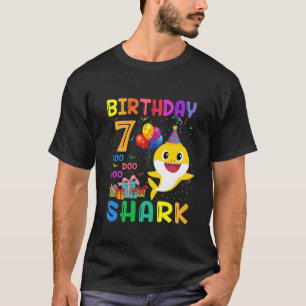 Kids Baby Cute Shark 7Th Birthday Boy Girl 7 Year T-Shirt