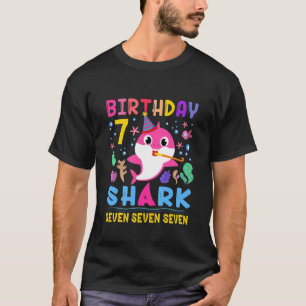 Kids Baby Cute Shark 7Th Birthday Boy Girl 7 Year T-Shirt