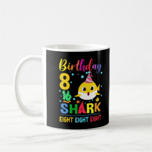 Kids Baby Cute Shark 8th Birthday Boy Girl 8 Year Coffee Mug