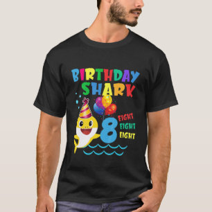 Kids Baby Cute Shark 8Th Birthday Boy Girl 8 Year T-Shirt