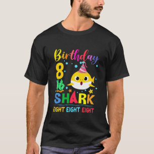 Kids Baby Cute Shark 8Th Birthday Boy Girl 8 Year T-Shirt