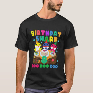 Kids Baby Cute Shark 8Th Birthday Boy Girl 8 Year T-Shirt