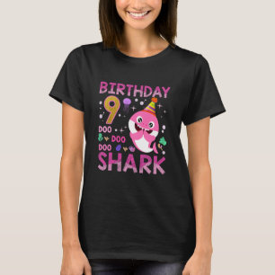 Kids Baby Cute Shark 9th Birthday Boy Girl 9 Year  T-Shirt